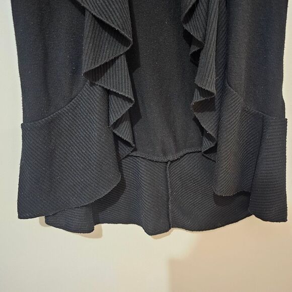 Decree - Cardigan Open Front Draped Ruffle Short Sleeve Y2k - Size S - Black - Picture 6 of 9
